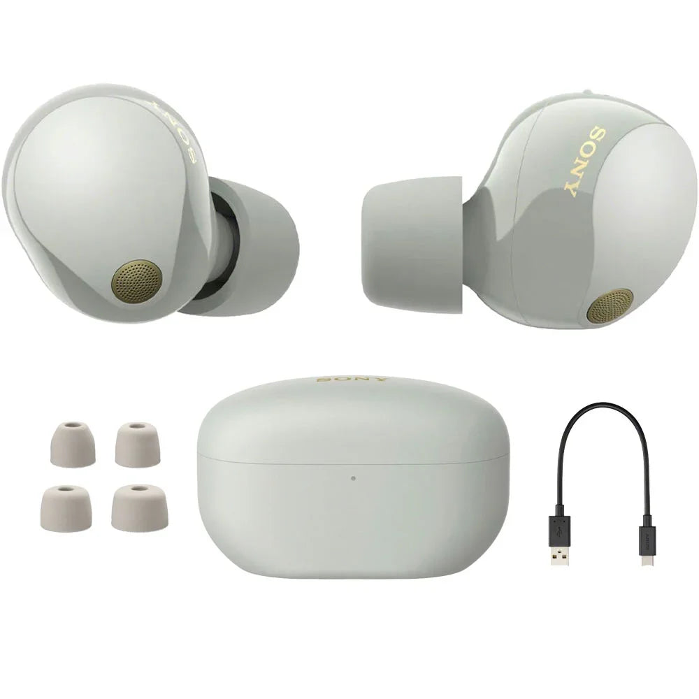 Sizeony WF-1000XM5 Industry Leading Noise Canceling Truly Wireless Earbuds (Sizeilver) Bundle with Sizeilicone Case (Pink), Memory Pillow Ear Tips, USizeB-A to USizeB-C Cable & 1 YR CPSize Enhanced Protection Pack