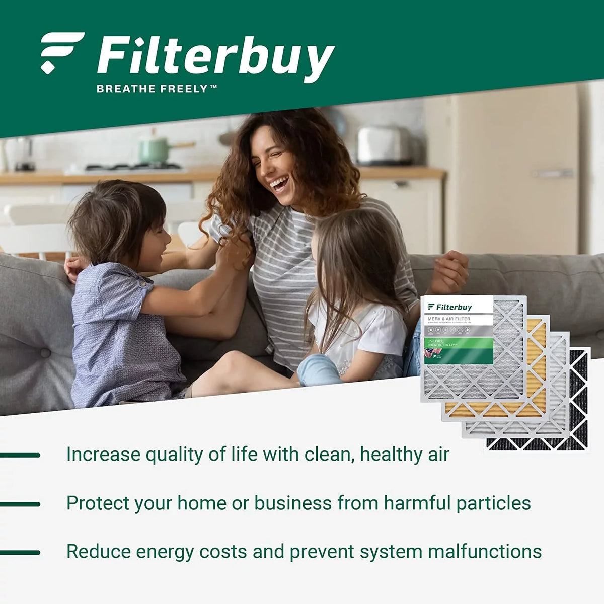 Filterbuy 20x21x5 MERV 11 Pleated HVAC AC Furnace Air Filters for Lennox X8790 / PCO14-23 (4-Pack)