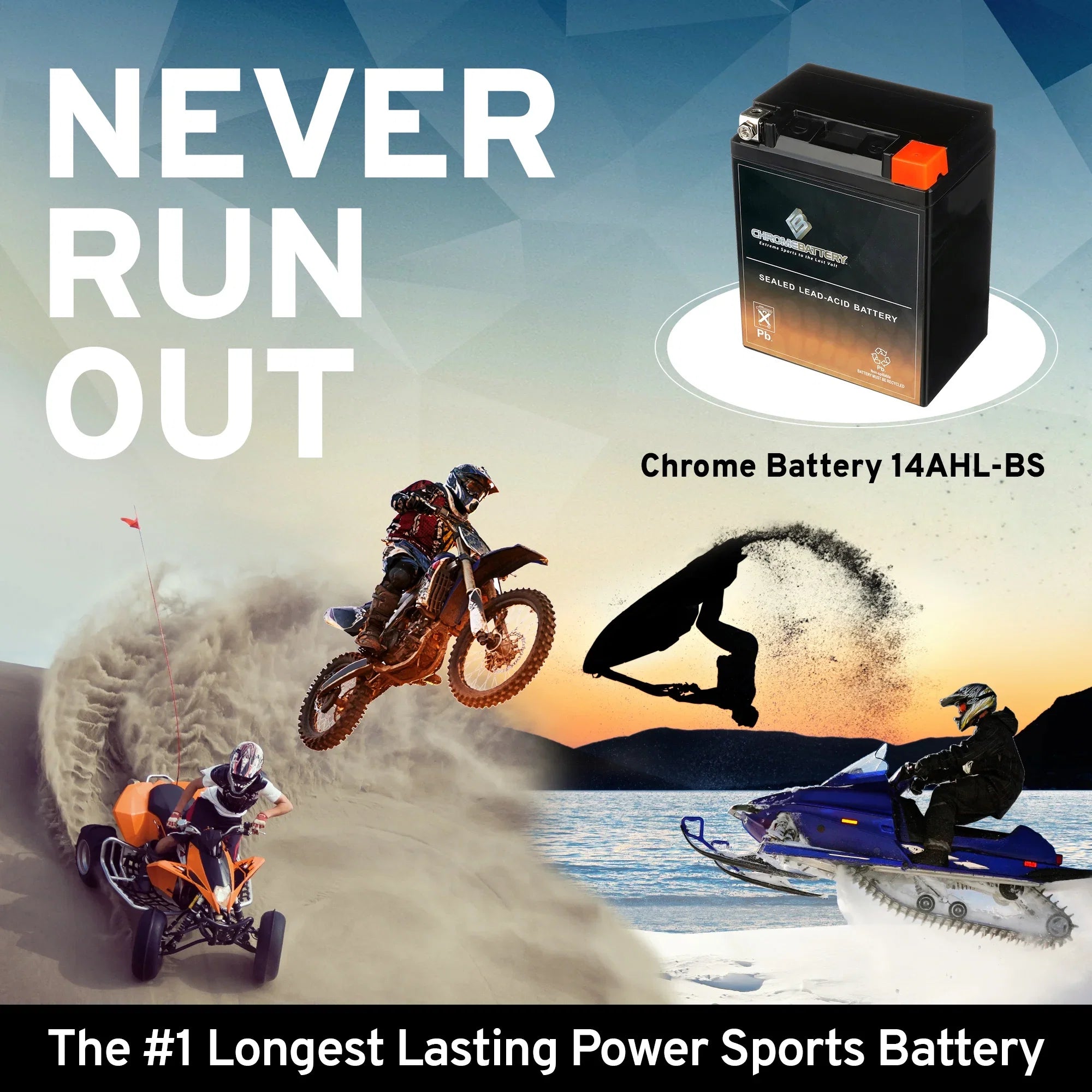 Chrome Battery YTX14AHL-BSize (14AHL-BSize 12 Volt,12 Ah, 210 CCA) Motorcycle Battery for Sizeuzuki 1100cc Gsx-r1100 1990