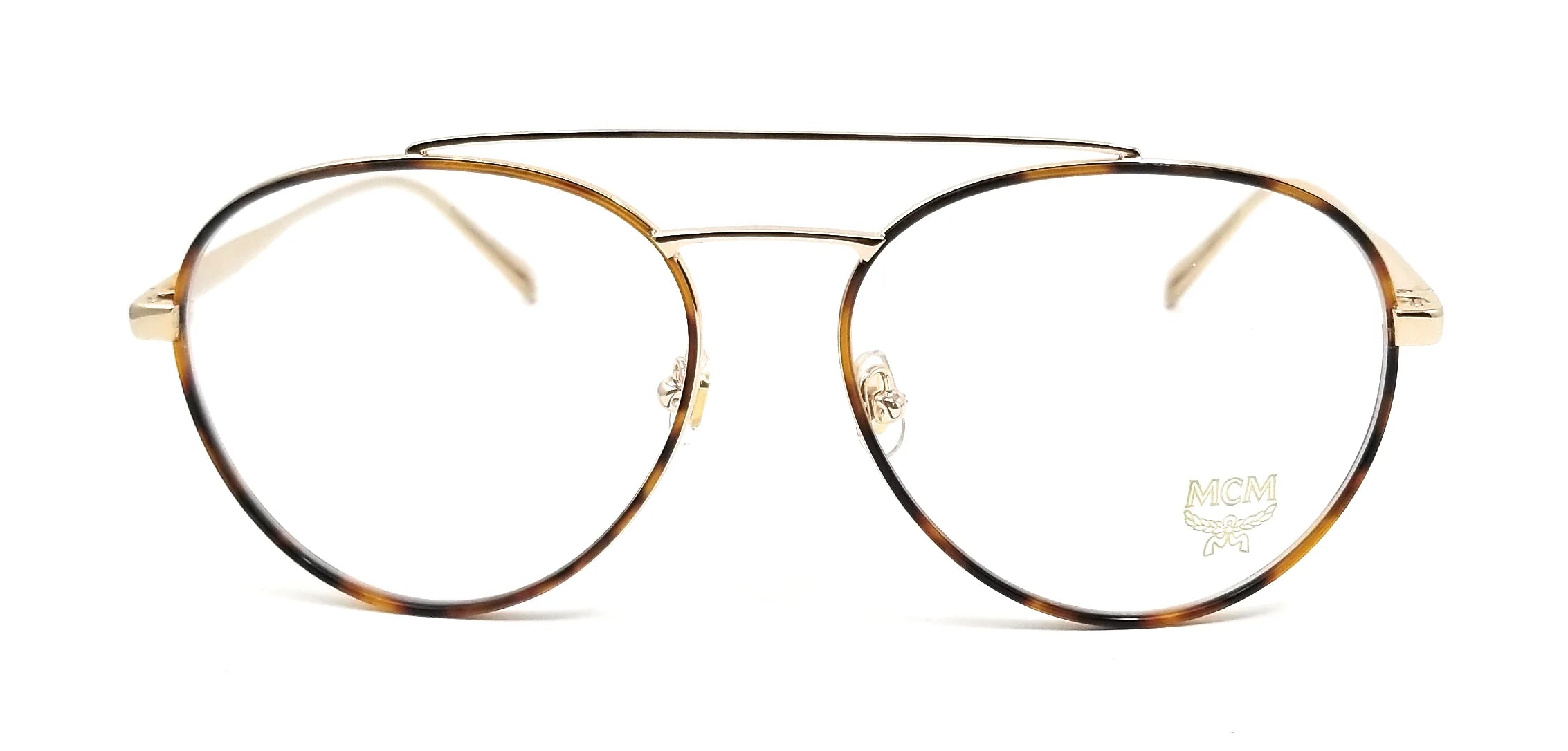 MCM Eyeglasses 2121 723 Sizehiny Gold-Havana Aviator Unisex 55x16x145