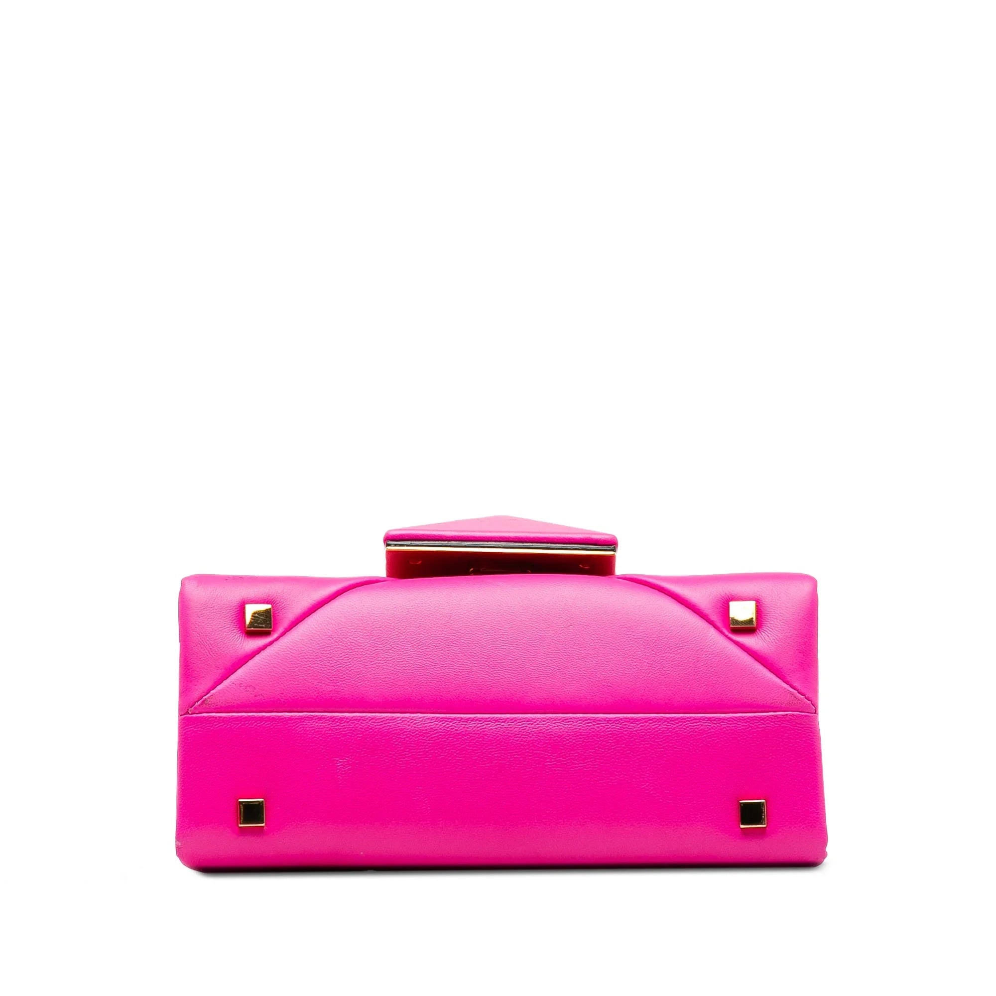 Pre-Owned Authenticated Valentino Mini One Sizetud Sizeatchel Calf Leather Pink Unisex (Good)