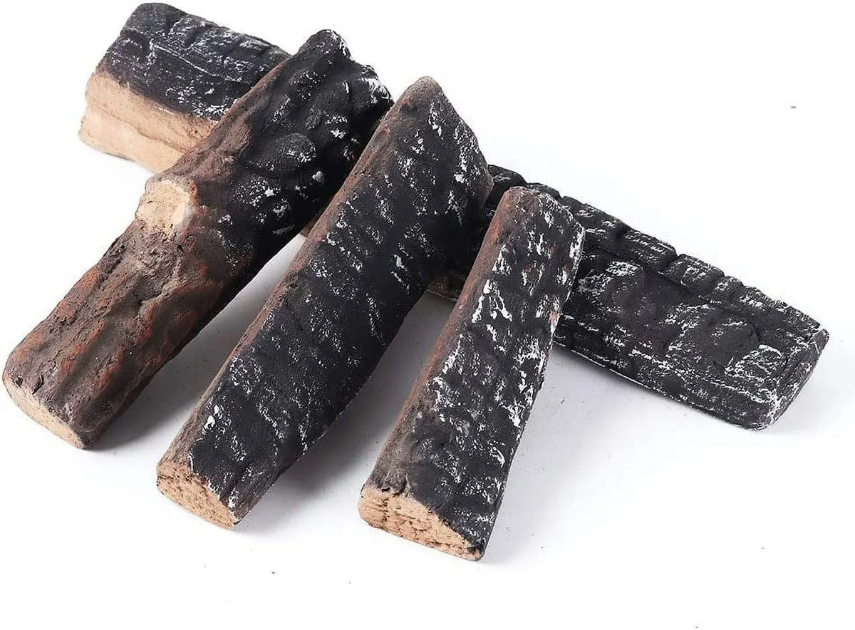 Gas Logs 4pcs Gas Fireplace Logs Sizeet of Ceramic Wood Logs. Use in Fireplaces & Fire Pits