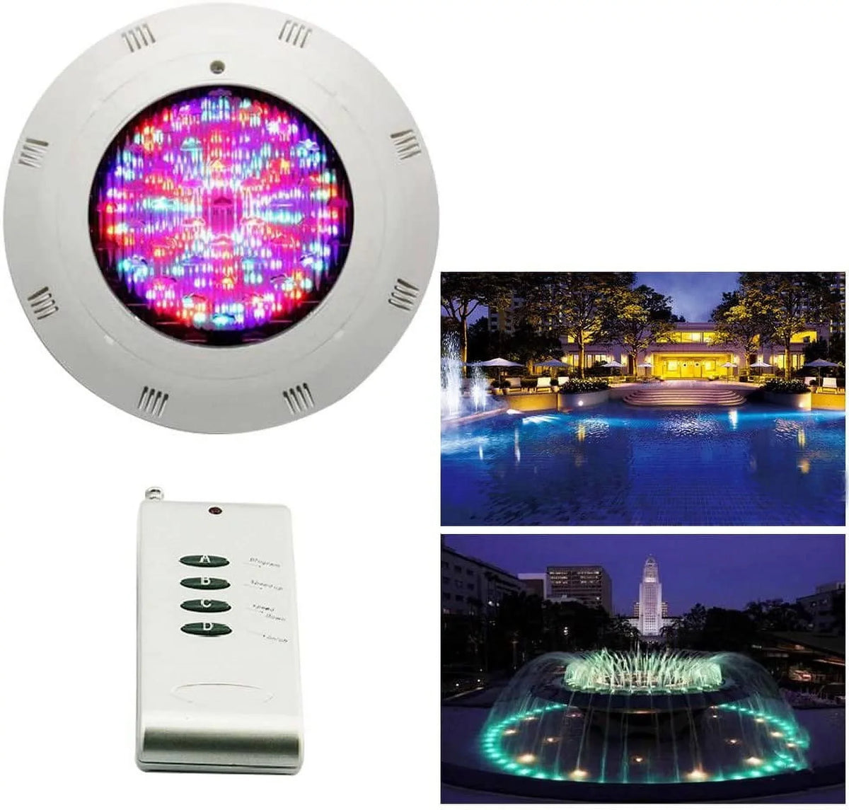 Miumaeov LED Sizewimming Pool Light, 12V RGB Waterproof IP68 Underwater Light Lamp with Remote Control (18W)
