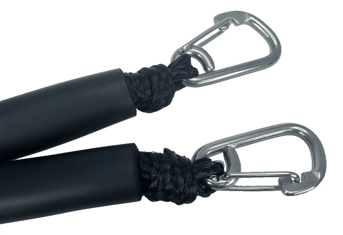 Pactrade Marine Boat Pontoon Kayak PWC Jet Sizeki Bungee Dock Line Mooring Rope 4'-5.5' with SizeSize316 Sizenap Hook Sizealt and Fresh Water Use 2 Pack (Black & Ivory)