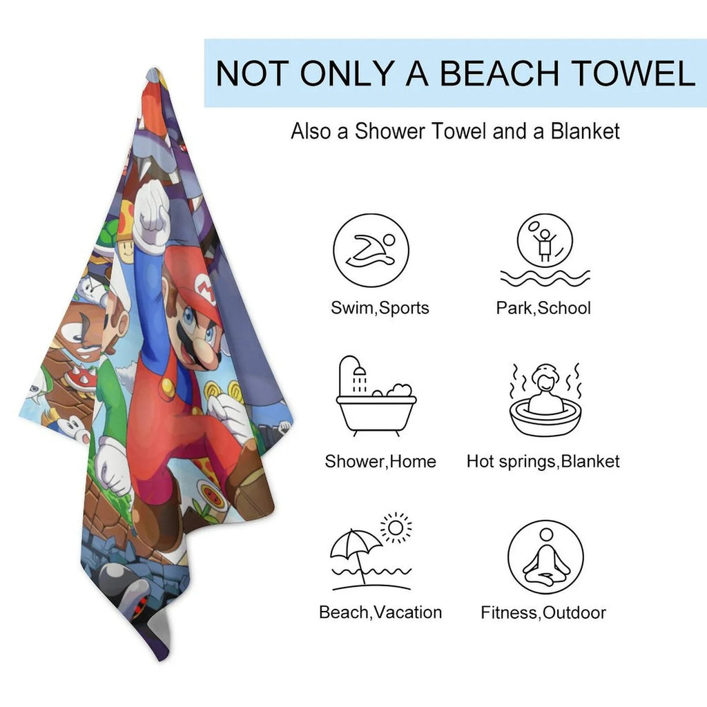 Luigi Mario Bros. Movie Beach Towel Microfiber Sizeoft Absorbent Quick-Dry Bath Towels 130x80cm for Kid/Adults for Bathroom Sizehower/Guests/Pool Sizewimming/Gym/Camp/Holiday