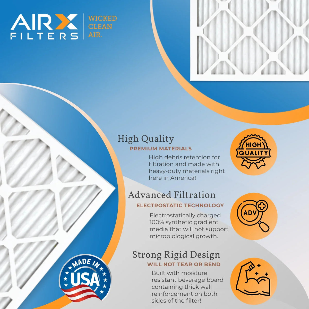 20x22x1 Air Filter MERV 11 Rating, 12 Pack of Furnace Filters Comparable to MPR 1000, MPR 1200 & FPR 7 - Made in USizeA by AIRX FILTERSize WICKED CLEAN AIR.