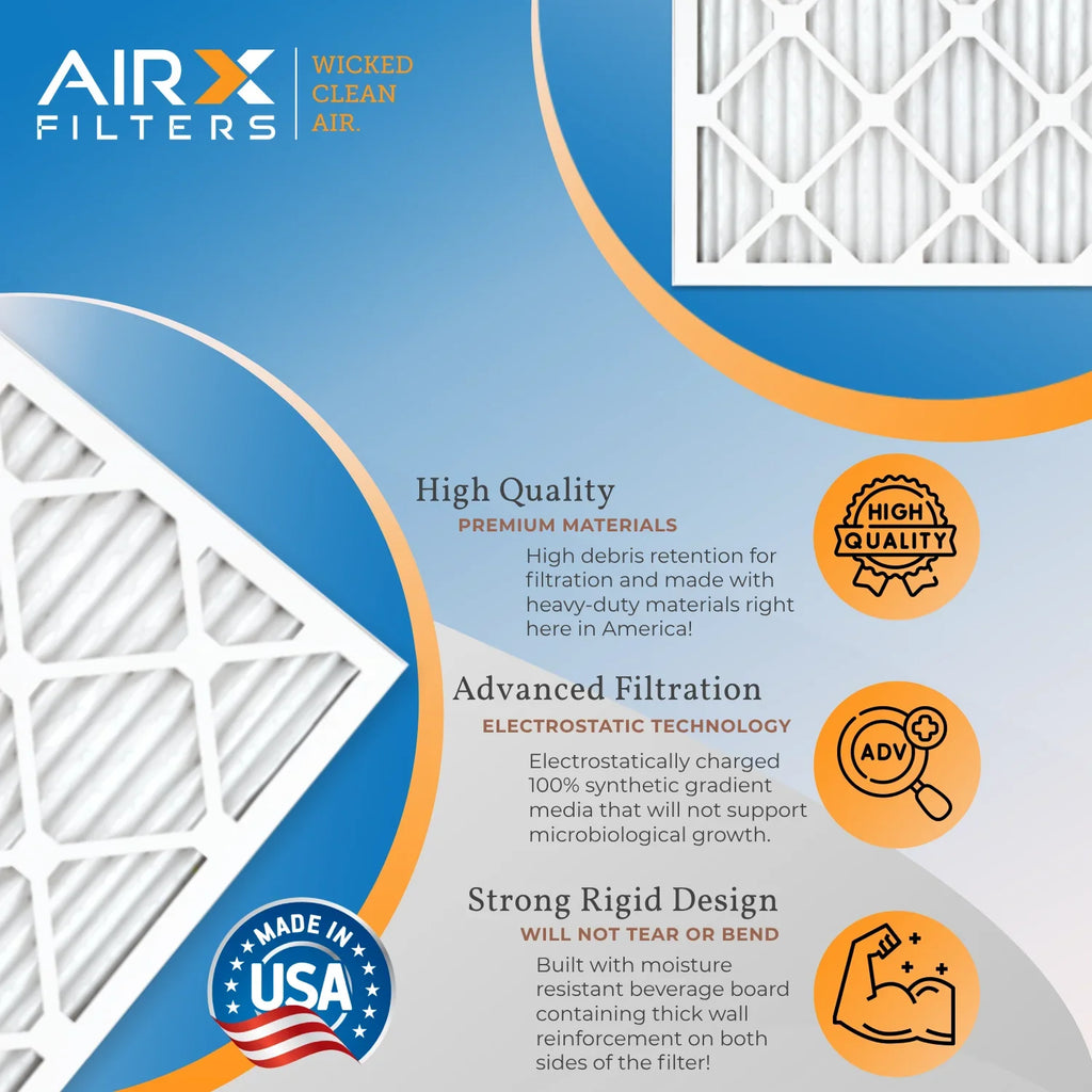 14x25x1 Air Filter MERV 13 Comparable to MPR 1500 - 2200 & FPR 9 Electrostatic Pleated Air Conditioner Filter 6 Pack HVAC AC Premium USizeA Made 14x25x1 Furnace Filters by AIRX FILTERSize WICKED CLEAN AIR.