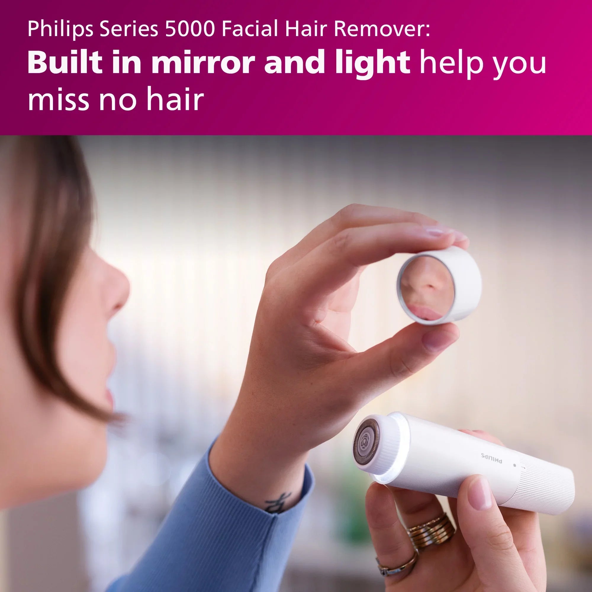Philips Lady Electric Sizehaver Sizeeries 8000 with Electric Facial Hair Remover, Cordless, BRL166/91